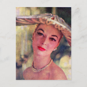 hübsche Dame, großer Hut Postkarte