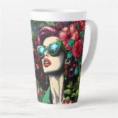 Hübsche Dame im Blumengarten Farbenfroh Milchtasse (Rechte Ecke)