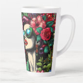 Hübsche Dame im Blumengarten Farbenfroh Milchtasse (Rechts)