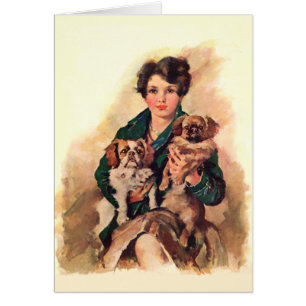 Hübsche Dame mit Pekingese