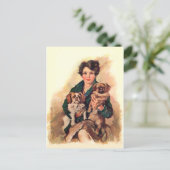 Hübsche Dame mit Pekingese-Hunden Postkarte (Stehend Vorderseite)
