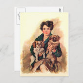Hübsche Dame mit Pekingese-Hunden Postkarte (Vorne/Hinten)
