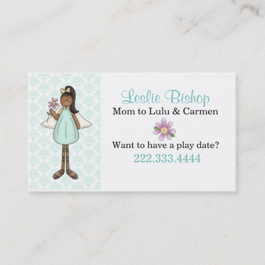 Hübsche Datumskarte für den ethnischen Engel Telefonnummerkarte (Vorderseite)