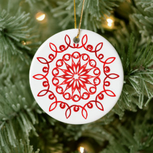 Hübsche Dekorative Weißrot Weihnachten Keramik Ornament