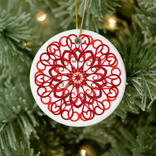 Hübsche Dekorative Weißrot Weihnachten Keramik Ornament
