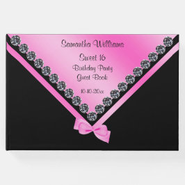 Hübsche Diamanten und rosa Bow Sweet 16 Gästebuch