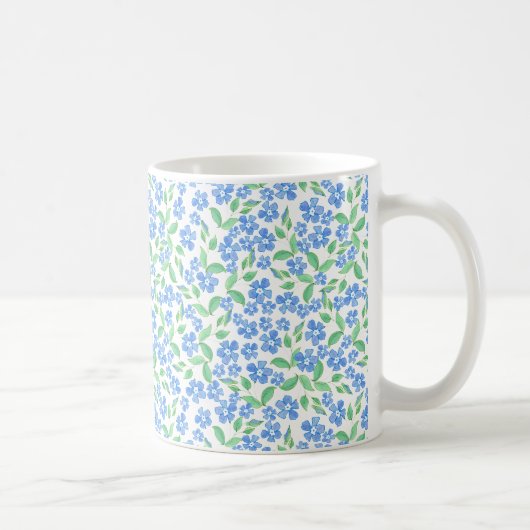 Hübsche Ditsy blaues Grün-weiße Singrün-Blumen Kaffeetasse (Rechts)