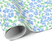 Hübsche Ditsy Blue Green Periwinkle Blume Geschenkpapier (Rolleneckpunkt)