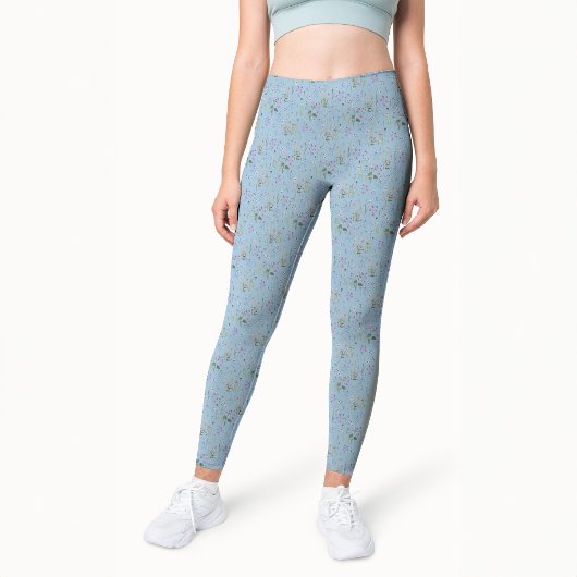 Hübsche Ditsy FLoral Blaues Muster Wasserfarbe Leggings