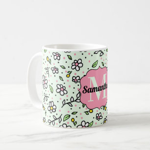 Hübsche Doodle-Gänseblümchen-Blumen Süßes Muster M Kaffeetasse