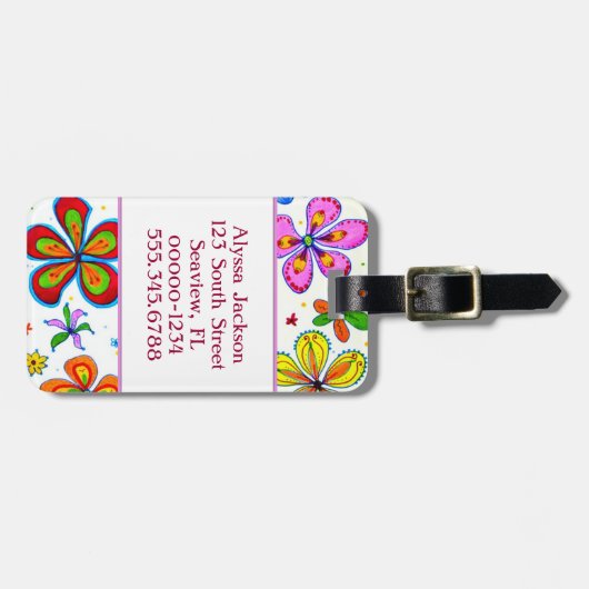 Hübsche doppelseitige Big-Blume Gepäckanhänger (Vorderseite horizontal)