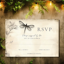 Hübsche Drachenfliege Vintage Zeitschrift Hochzeit RSVP Karte