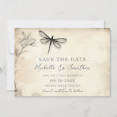 Hübsche Drachenfliege Vintage Zeitschrift Hochzeit Save The Date (Vorderseite)