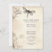 Hübsche Drachenfliege Vintage Zeitschrift Hochzeit Save The Date (Vorderseite)