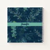 Hübsche dunkelblaue und Aquamarine grüne Blätter Notizblock (Rückseite)