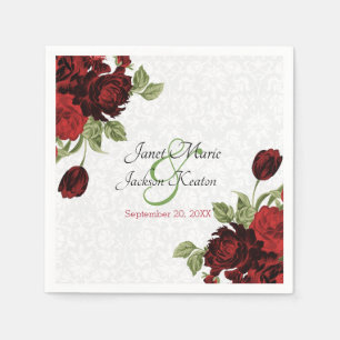 Hübsche dunkle Rote Flora Hochzeit Serviette
