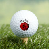 Hübsche dunkle rote Rose Blume individuelle Name L Golfball (Insitu T-Shirt)