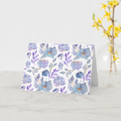 Hübsche Dusty Blue Lilac Watercolor Blume Leere Karte (Gelbe Blume)