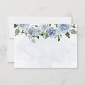 Hübsche Dusty Blue Watercolor-Blume RSVP Karte (Rückseite)