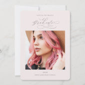 Hübsche Dusty Rose Zwei Fotos Graduierungsparty Einladung (Vorderseite)