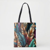 HÜBSCHE EARTH TONED BOHO FEATHERS TASCHE (Vorderseite)