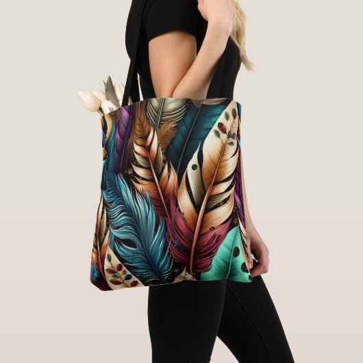 HÜBSCHE EARTH TONED BOHO FEATHERS TASCHE (Von Nahem)