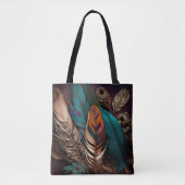 HÜBSCHE EARTH TONED BOHO FEATHERS TASCHE (Vorderseite)