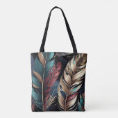 HÜBSCHE EARTH TONED BOHO FEATHERS TASCHE (Rückseite)