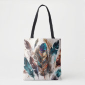 HÜBSCHE EARTH TONED BOHO FEATHERS TASCHE (Vorderseite)