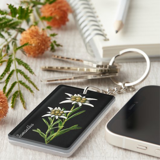 Hübsche Edelweiss-Blume Schlüsselanhänger (Vorderseite rechts)