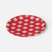 Hübsche Edelweiss-Muster-Rot-Rundpapier-Platte Pappteller (Schrägansicht)