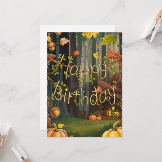 Hübsche Editable gemütliche Herbst Herbst glücklic Karte (Vorderseite/Rückseite Beispiel)