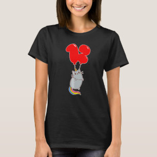 Hübsche Einhorn-Katze 12. Geburtstag Kinder-Ballon T-Shirt