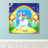 Hübsche Einhorn-Leinwand Art Leinwanddruck (Insitu (Holzboden))