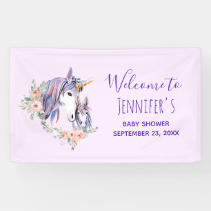 Hübsche Einhorn Mama & Baby Watercolor Babydusche Banner