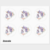 Hübsche Einhorn-Mama & Baby Watercolor Runder Aufkleber (Blatt)