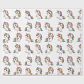 Hübsche Einhorn Regenbogen Geburtstagsverpackung Geschenkpapier (Flach)