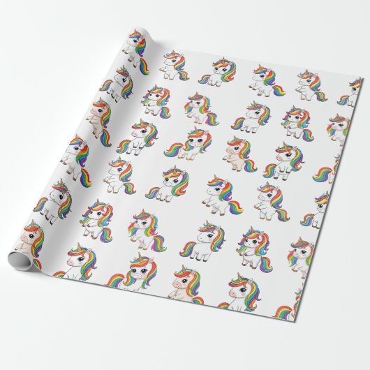 Hübsche Einhorn Regenbogen Geburtstagsverpackung Geschenkpapier (Ungerollt)