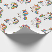 Hübsche Einhorn Regenbogen Geburtstagsverpackung Geschenkpapier (Ecke)