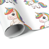 Hübsche Einhorn Regenbogen Geburtstagsverpackung Geschenkpapier (Rolleneckpunkt)