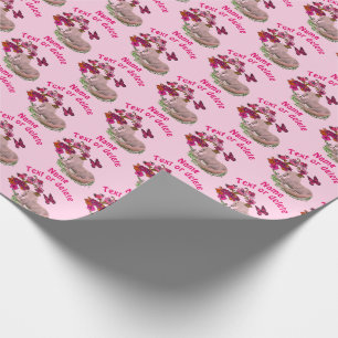 Hübsche Einhorn-Schmetterlinge Blume Personalisier Geschenkpapier