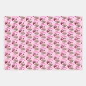 Hübsche Einhorn-Schmetterlinge Blume Personalisier Geschenkpapier Set (Vorderseite 3)