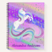 Hübsche Einhorn-Silberstars-Schule Notizblock (Vorderseite)