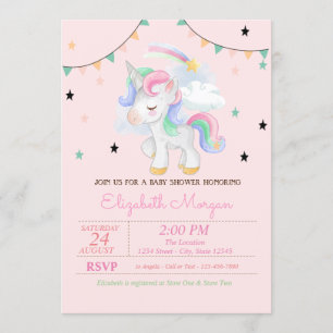 Hübsche Einhorn, Sterne Baby Shower Einladung