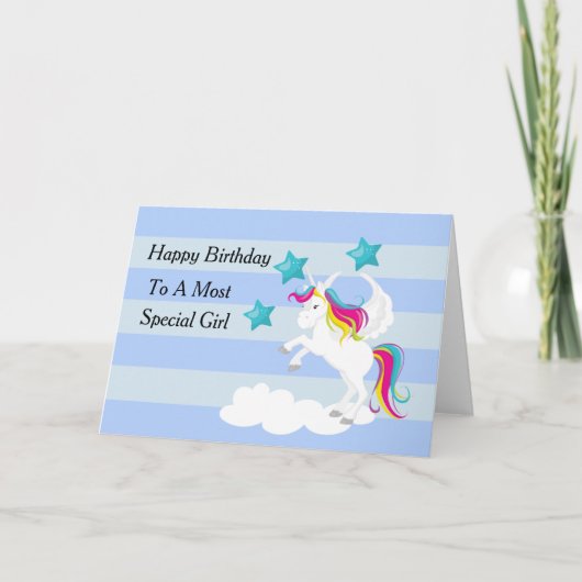 Hübsche Einhorn- und Blausteine Karte (Vorderseite)