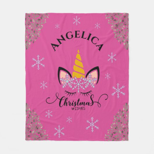 Hübsche Einhorn Weihnachten Fleecedecke (Vorderseite)