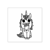 Hübsche Einhörner mit Schmetterling auf Nase Gummistempel (Prägung)