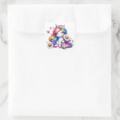 Hübsche Einhornkleber Quadratischer Aufkleber (Tasche)