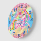 Hübsche Einhornmädchendekoration: Große Wanduhr (Winkel)