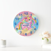 Hübsche Einhornmädchendekoration: Große Wanduhr (Zuhause)